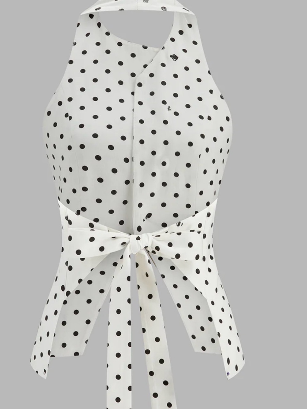 Commense White Halter Polka Dot Button Front Top - Picture 3 of 5